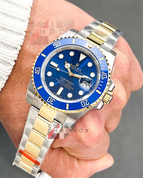 rolex sub 2 tone blue straps|rolex submariner nato strap.